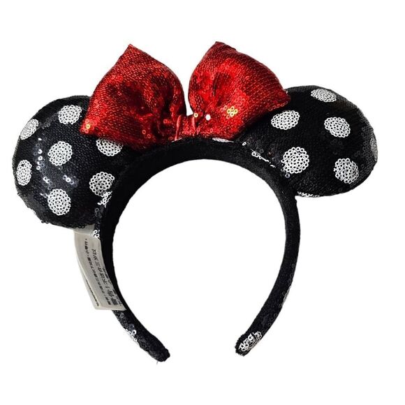 Disney Minnie Black Polka Dot Sequin Headband, Rare‎ - Picture 1 of 7